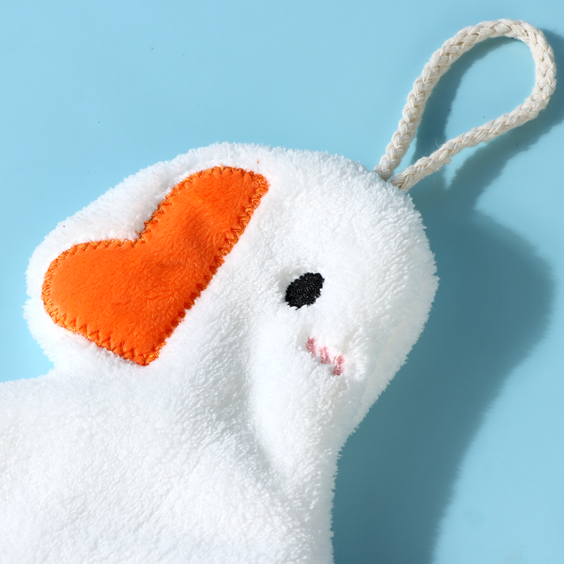 Lovely Goose Coral Fleece Hand Towel (White)