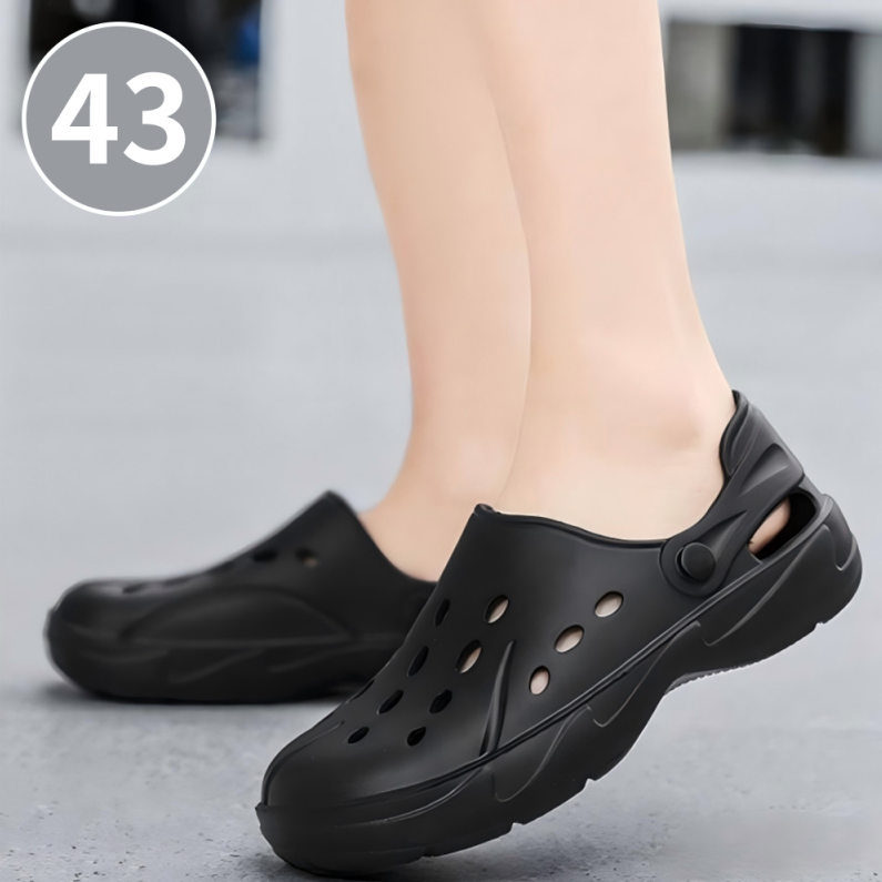 Hollow Non-Slip Men_s Sandals 43 (Black)