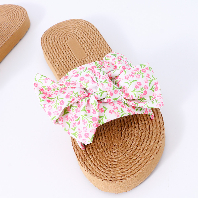 Floral Series Bow Beach Wind Flat Sandals 39 yards (beige)