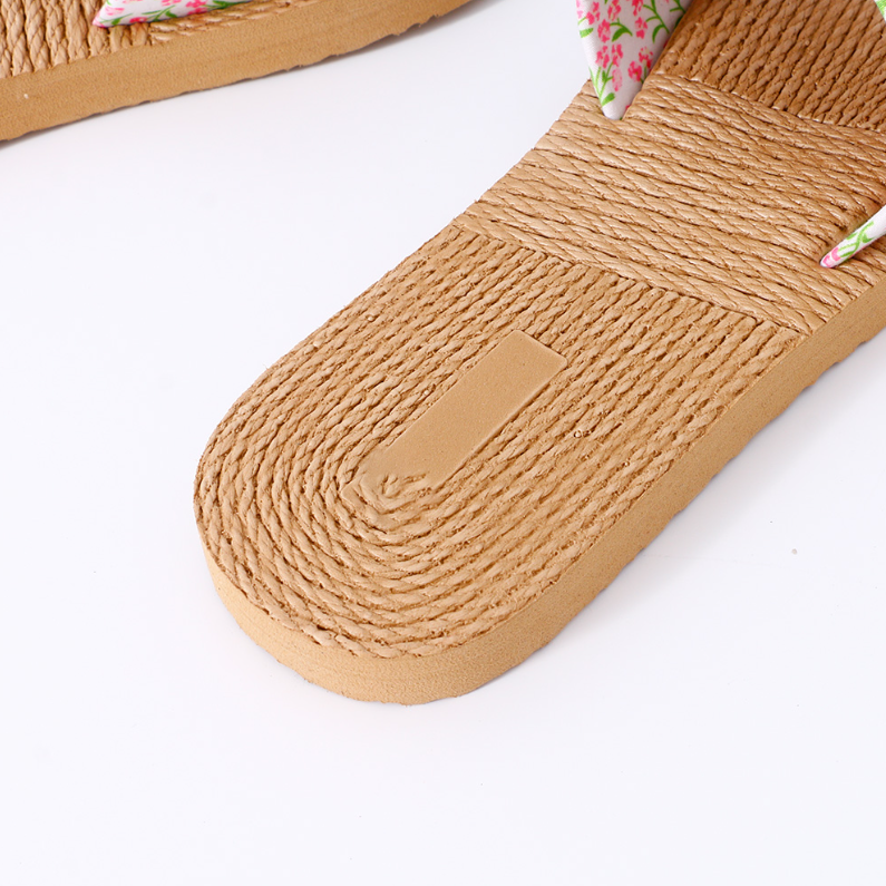Floral Series Bow Beach Wind Flat Sandals 39 yards (beige)