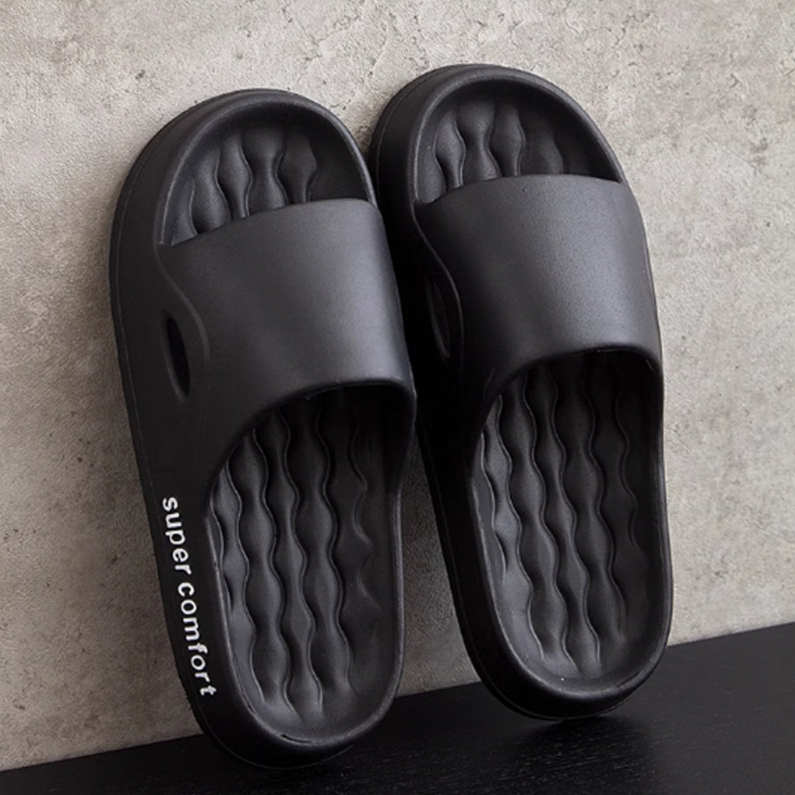 Simple Comfortable Men's Slippers 44-45(Black)