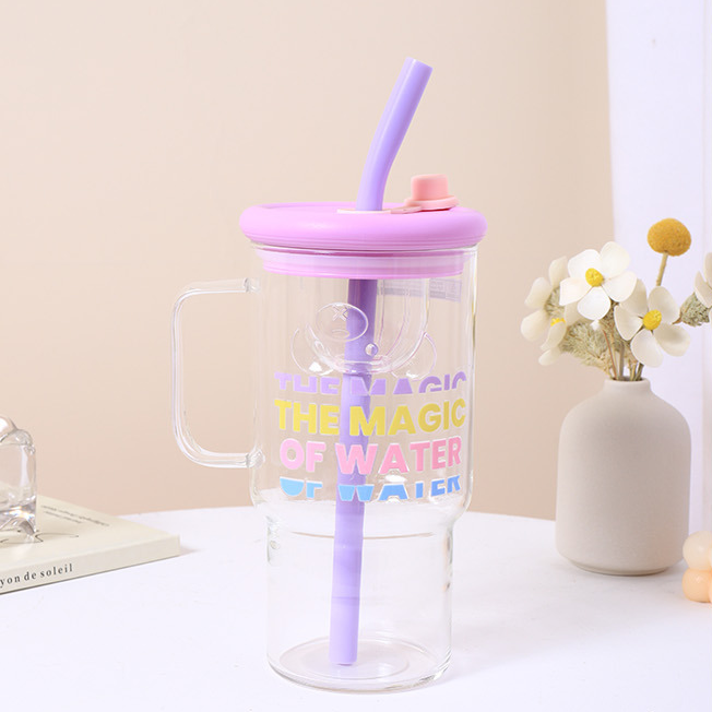 900mL large capacity creative single-cover handle glass (mix