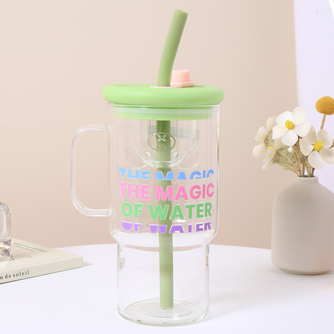 900mL large capacity creative single-cover handle glass (mix