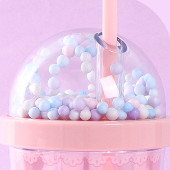 380mL Dessert Series Double foam straw Basic plastic cup (mi
