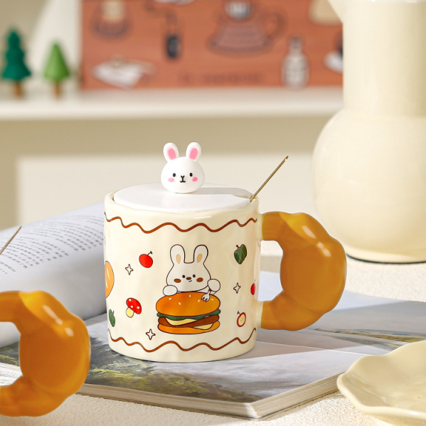 420ml/14.20 fl.oz. Bakery Series Cartoon Bread Ceramic Cup