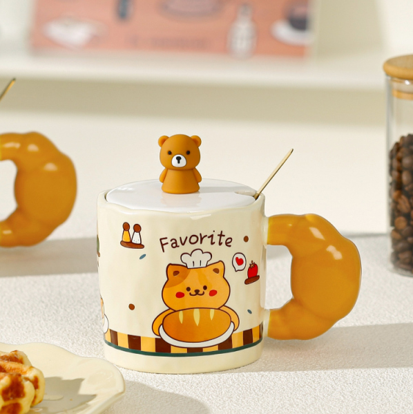 420ml/14.20 fl.oz. Bakery Series Cartoon Bread Ceramic Cup
