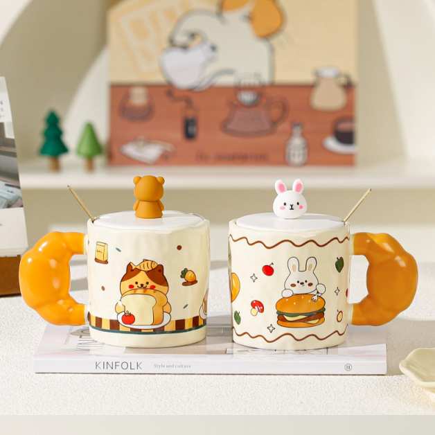 420ml/14.20 fl.oz. Bakery Series Cartoon Bread Ceramic Cup