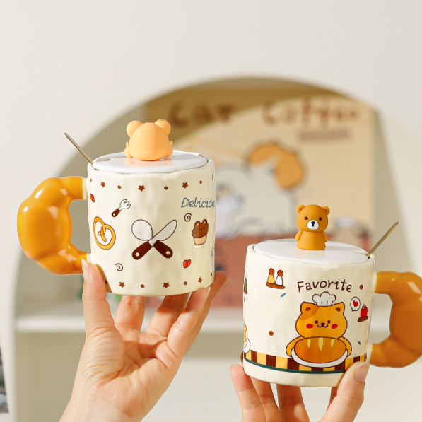 420ml/14.20 fl.oz. Bakery Series Cartoon Bread Ceramic Cup