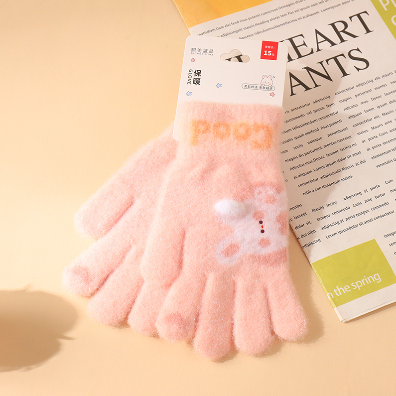 Bunny print mittens for children