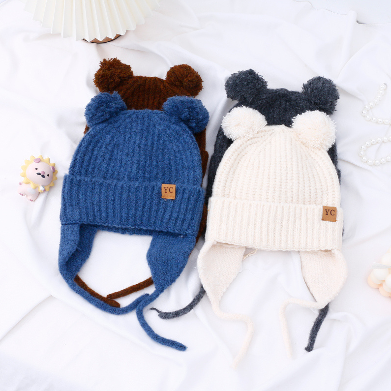 Children's ear protector hanging ball hat