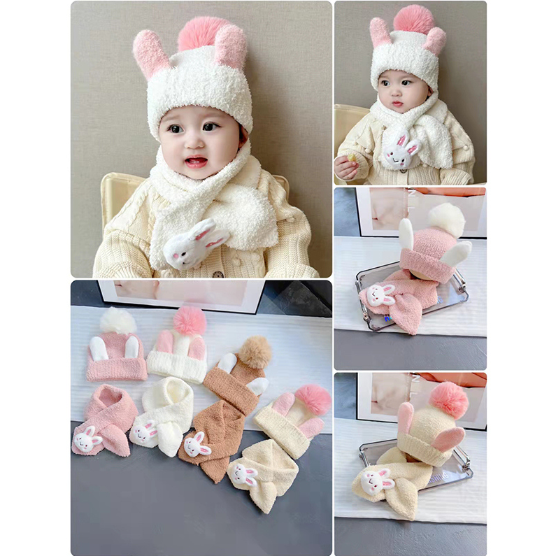 Rabbit ears children's hat and scarf set