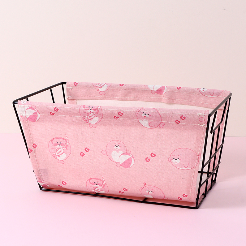 Seaworld Large Iron Frame Fabric Storage Basket