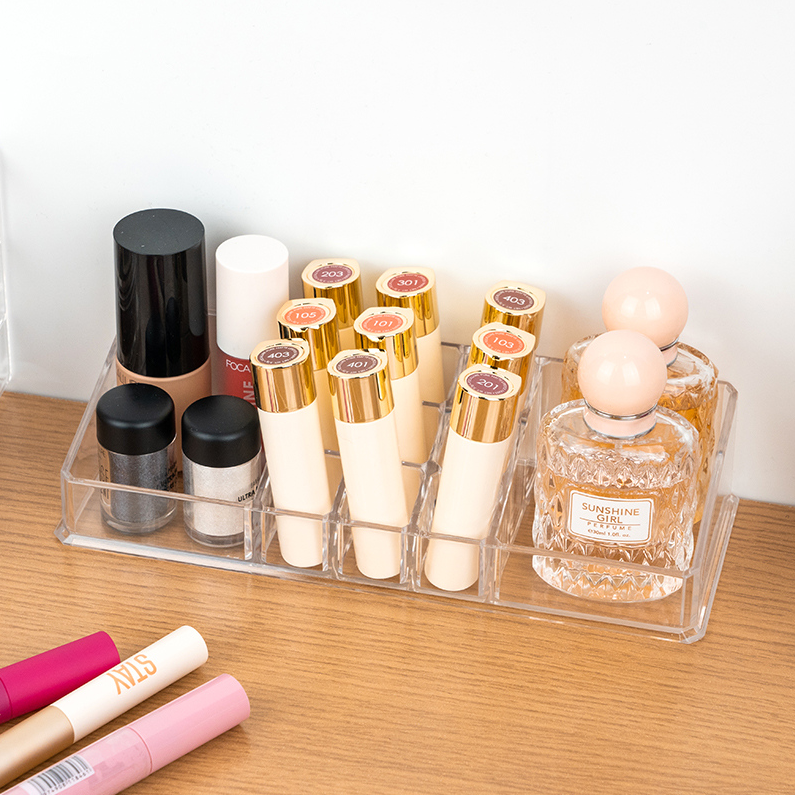 11-Compartments Plastic Makeup Organizer (Clear)