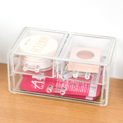 2-Layer Plastic Makeup Organizer with 3 Drawers (Clear)