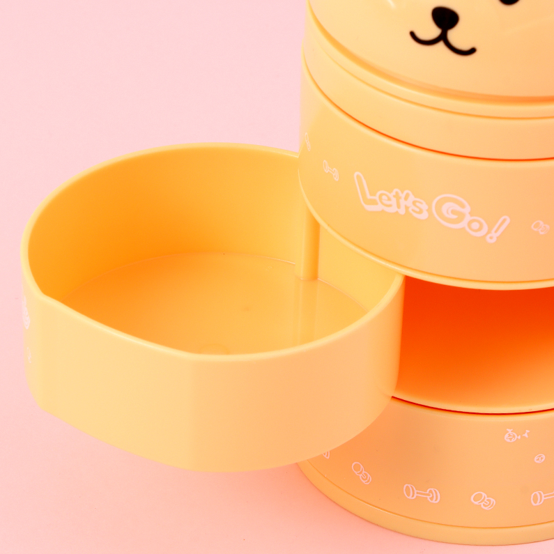 Cartoon Three-Layer Rotating Desktop Plastic Storage Box (Ye