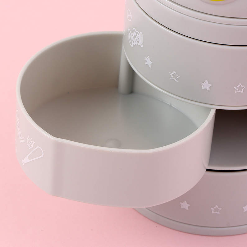 Cartoon Three-Layer Rotating Desktop Plastic Storage Box (Gr