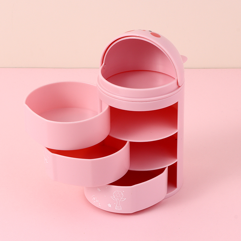 Cartoon Three-Layer Rotating Desktop Plastic Storage Box (Pi