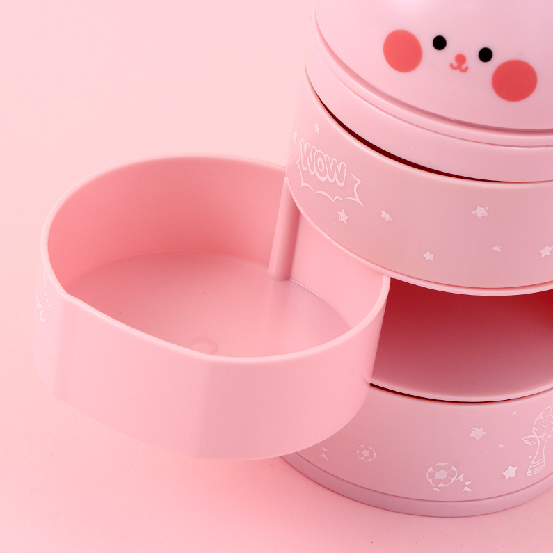 Cartoon Three-Layer Rotating Desktop Plastic Storage Box (Pi