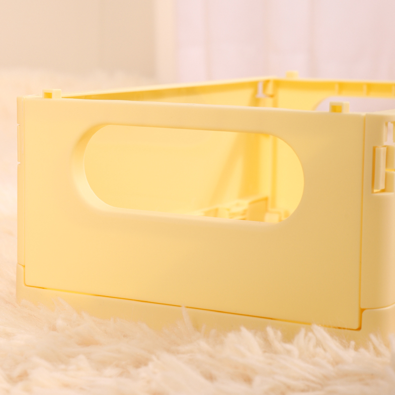 Cream Series Large Foldable Storage Basket (Light Yellow)