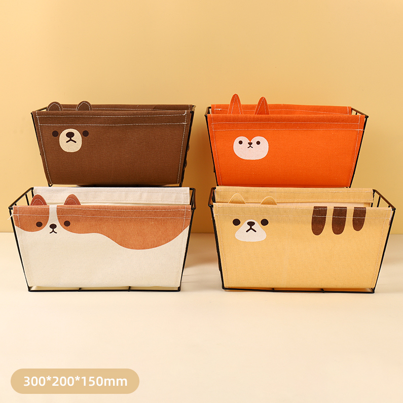 Side Ears Animal Series Large Iron Frame Fabric Storage Bask