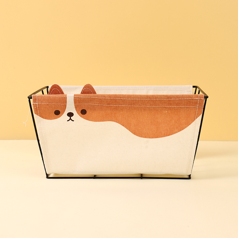 Side Ears Animal Series Large Iron Frame Fabric Storage Bask