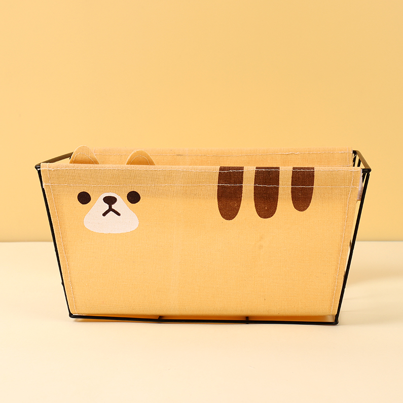 Side Ears Animal Series Large Iron Frame Fabric Storage Bask