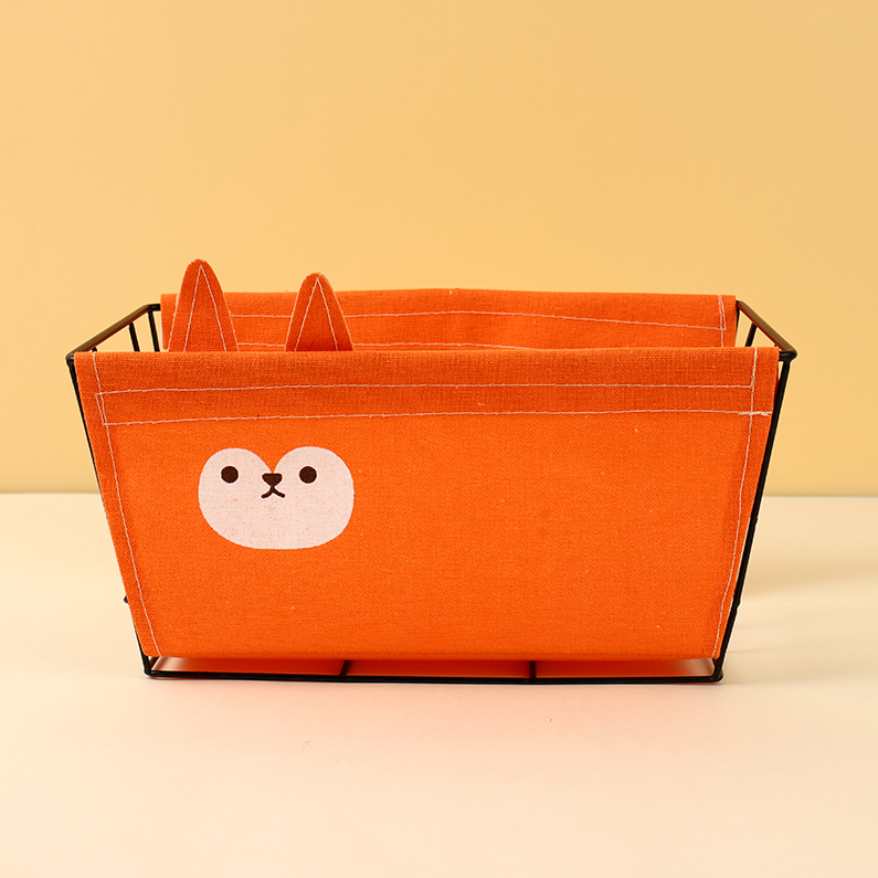Side Ears Animal Series Large Iron Frame Fabric Storage Bask