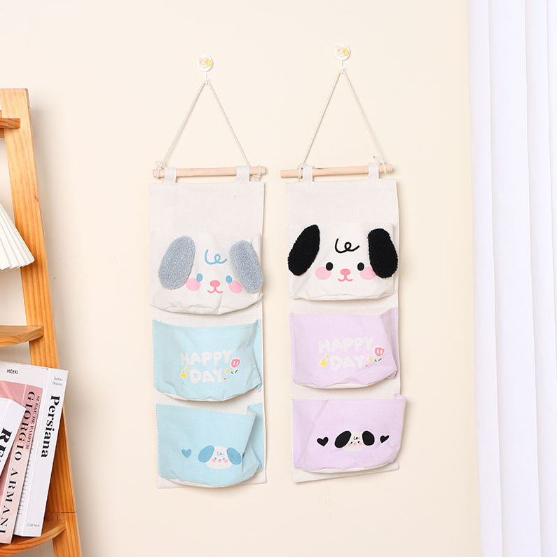 Cute puppy semi circle 3 pocket hanging bag