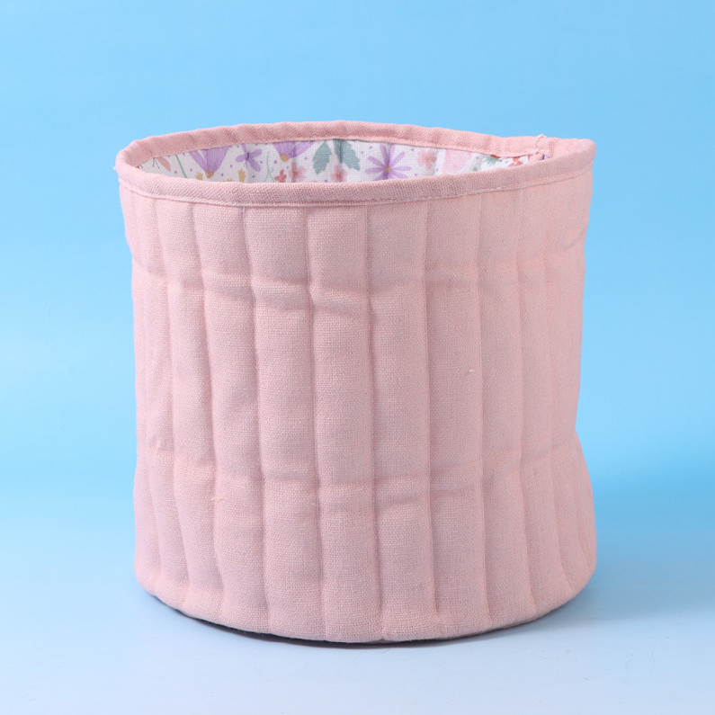 Cotton and Linen Sewing Fabric Storage Container (Pink)