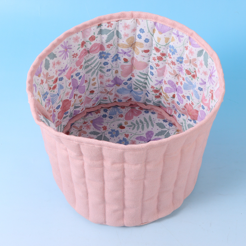 Cotton and Linen Sewing Fabric Storage Container (Pink)