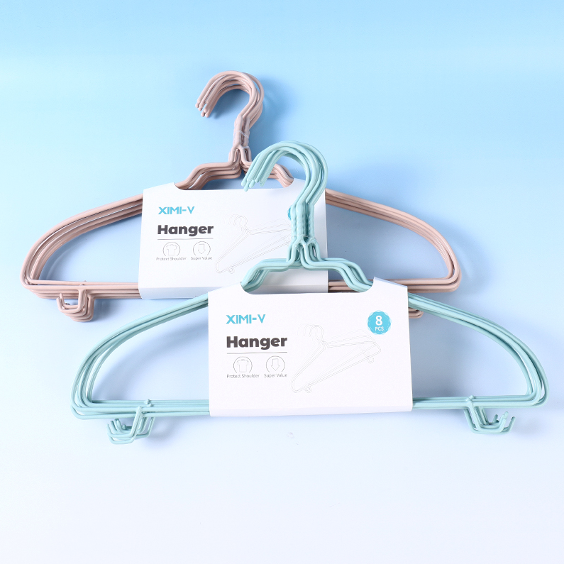 16" Plastic Coating Clothes Hanger with Hooks 8 PCS