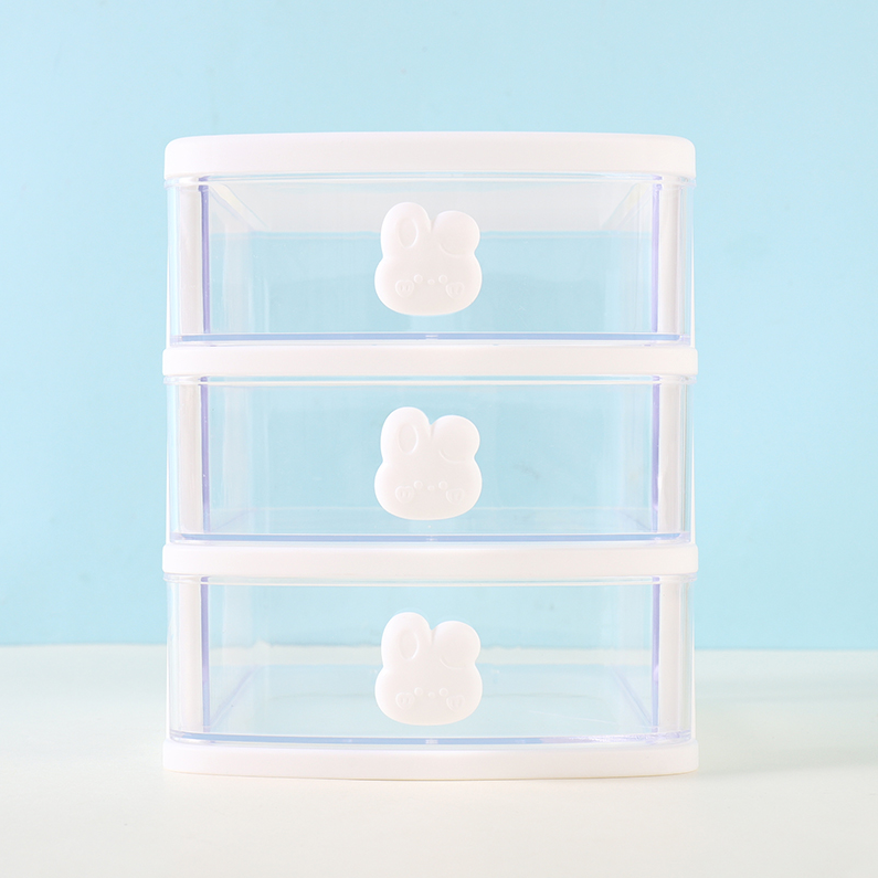 DIY Sticker Three layer drawer Plastic storage box (mixed co