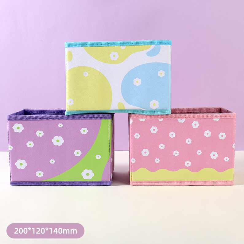 Two-color Series Lidless PU Storage Box (mixed colors)