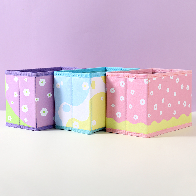 Two-color Series Lidless PU Storage Box (mixed colors)