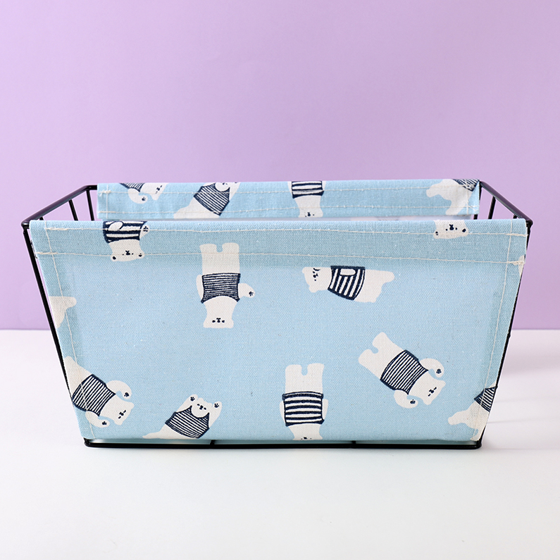 Marine Ear Bear Series Large Iron Frame Fabric Storage Baske
