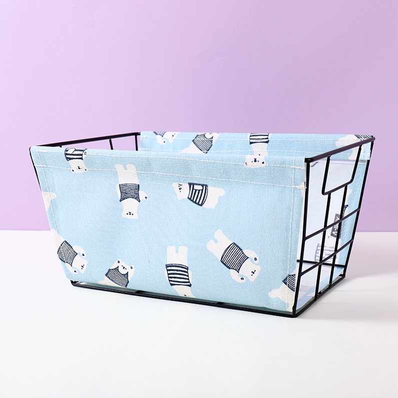Marine Ear Bear Series Large Iron Frame Fabric Storage Baske