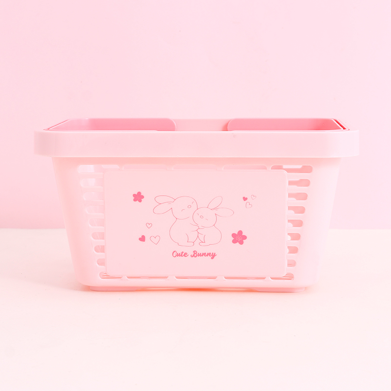 Cartoon Hollow-Out Series Plastic Storage Basket (Pink)