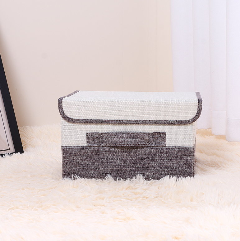 Solid Color Splicing Fabric Storage Bin (L)
