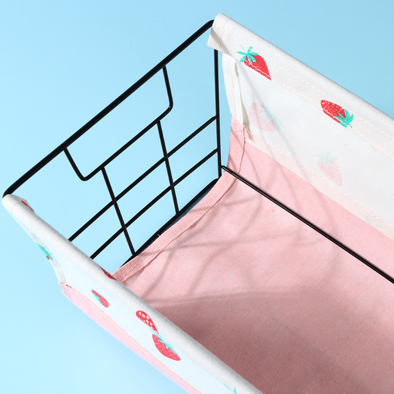 Fruit Spliced Series Large Iron Frame Fabric Storage Basket