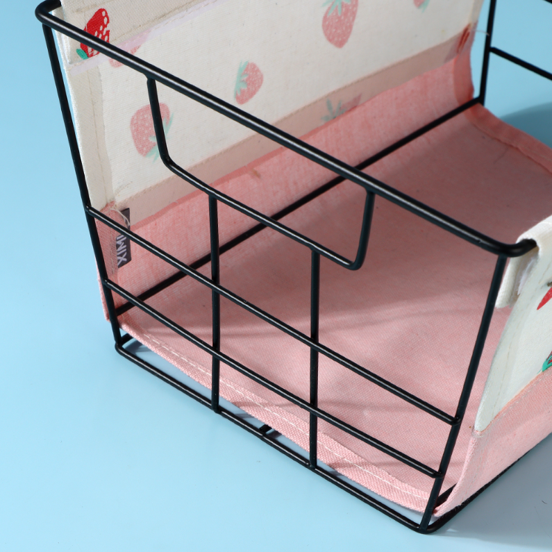 Fruit Spliced Series Large Iron Frame Fabric Storage Basket