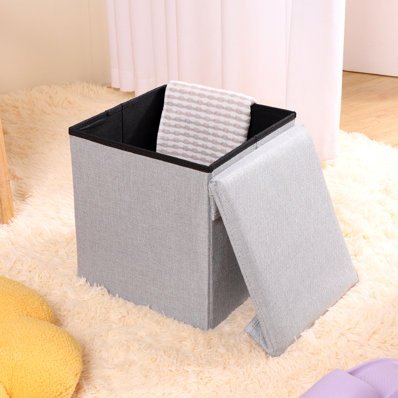 Solid Color Fabric Storage Bin Chair(Light Blue)