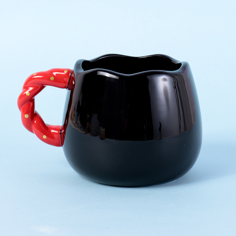 Heart 600ml Angel Heart Ceramic Cup (Black)