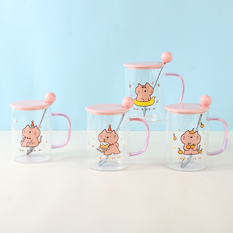 450mL Pink Cat Glass (pink)