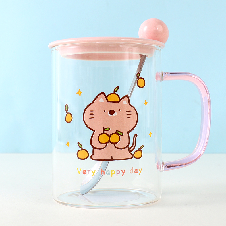 450mL Pink Cat Glass (pink)