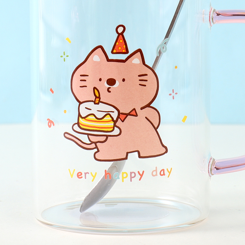 450mL Pink Cat Glass (pink)