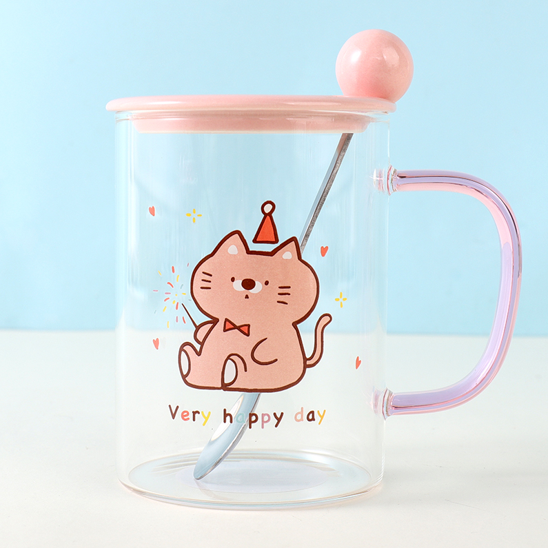 450mL Pink Cat Glass (pink)