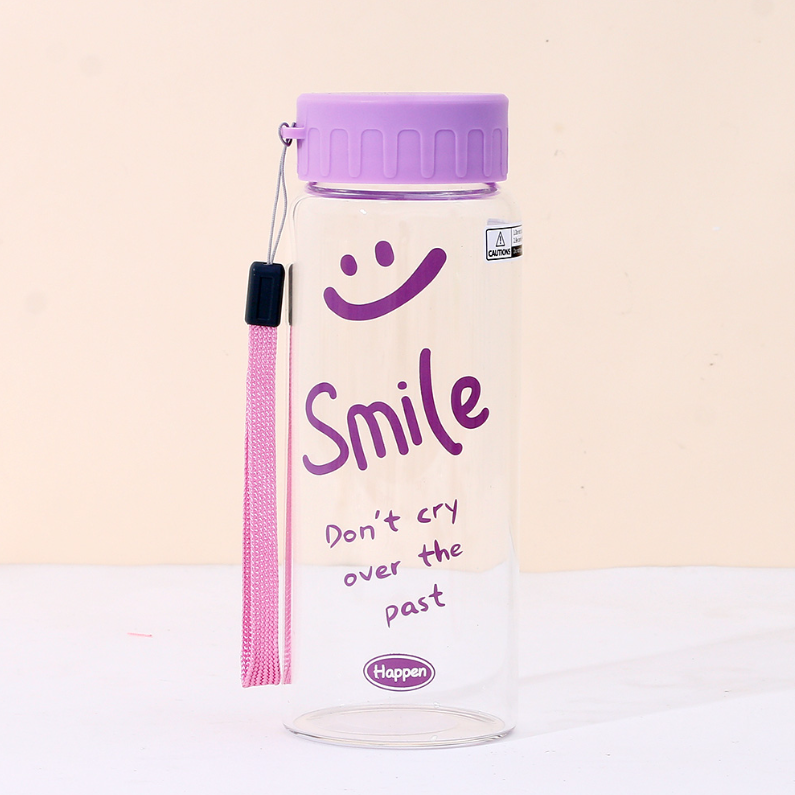 440ml/14.87fl.oz. Smiley Face Portable Glass Cup