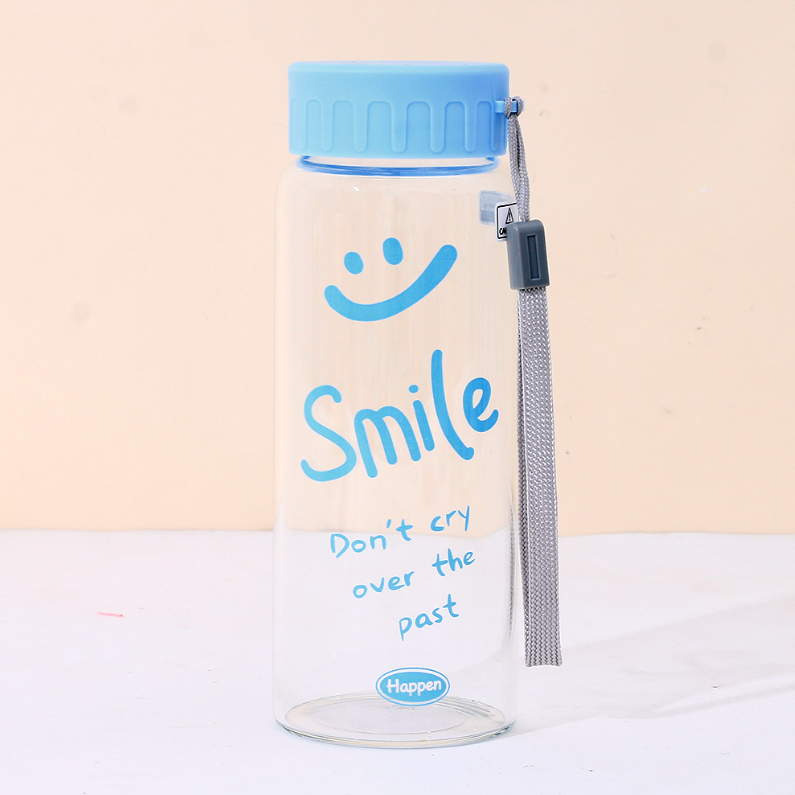 440ml/14.87fl.oz. Smiley Face Portable Glass Cup