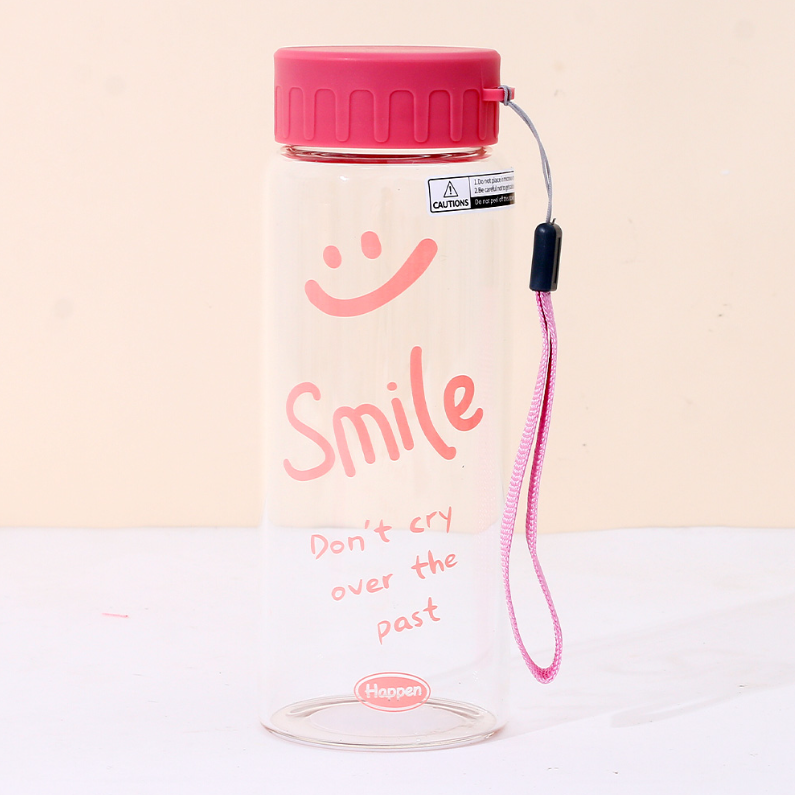 440ml/14.87fl.oz. Smiley Face Portable Glass Cup