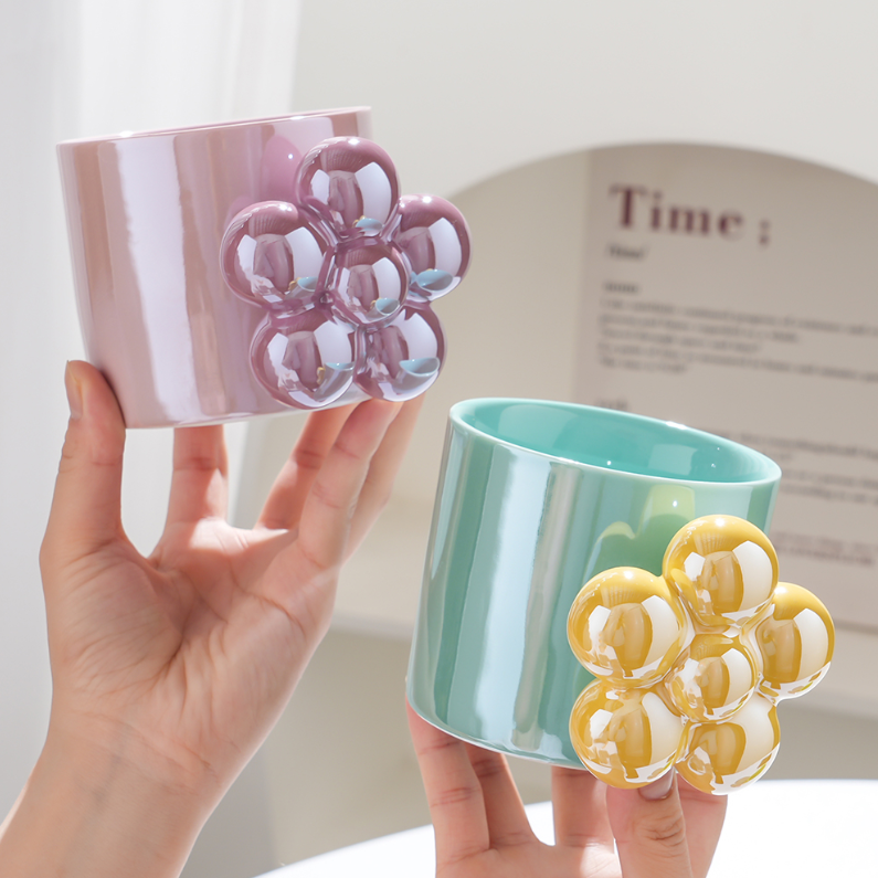 350ml/11.83fl.oz. Flower Handle Creative Ceramic Cup